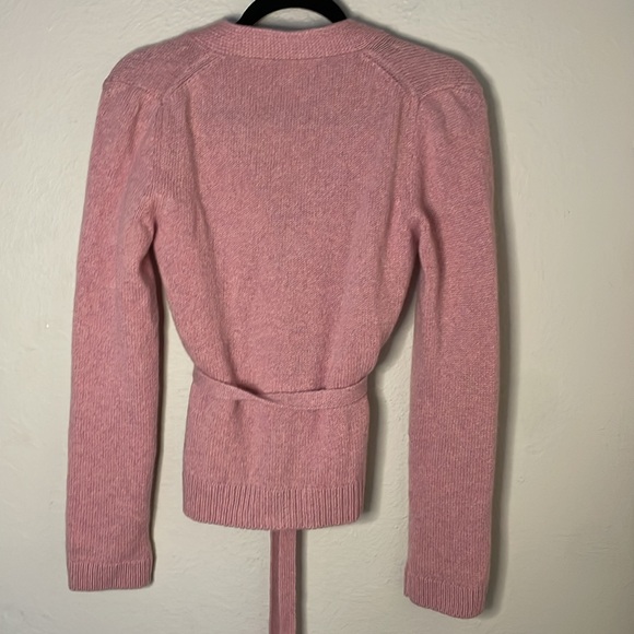 BROCK COLLECTION Belted V-neck Cashmere sweater Size XS  Pink - Picture 3 of 7